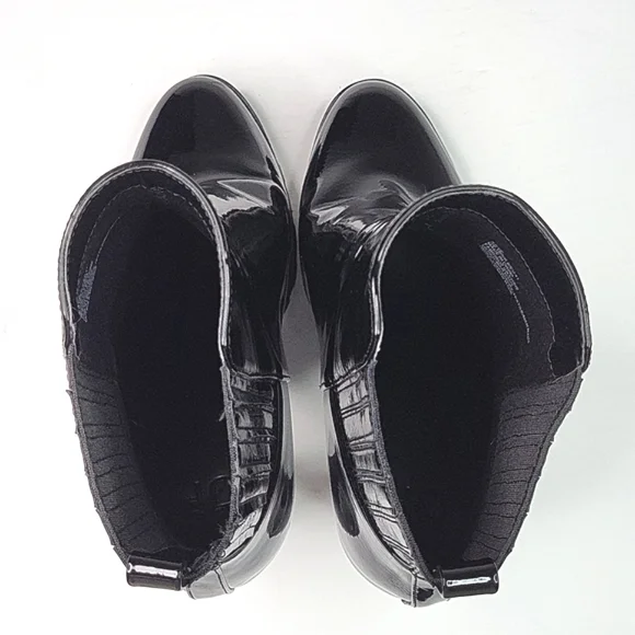 Just Fab Black Lug Sole Block Patent Leather Boots - Picture 15 of 17